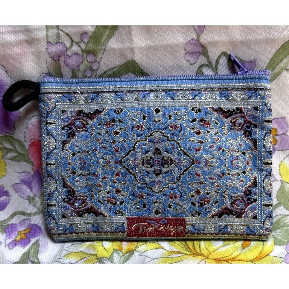 Turkiye Turkish Woven Coin Purse Wallet Blue Traditional Tapestry Zip 4x5.5"